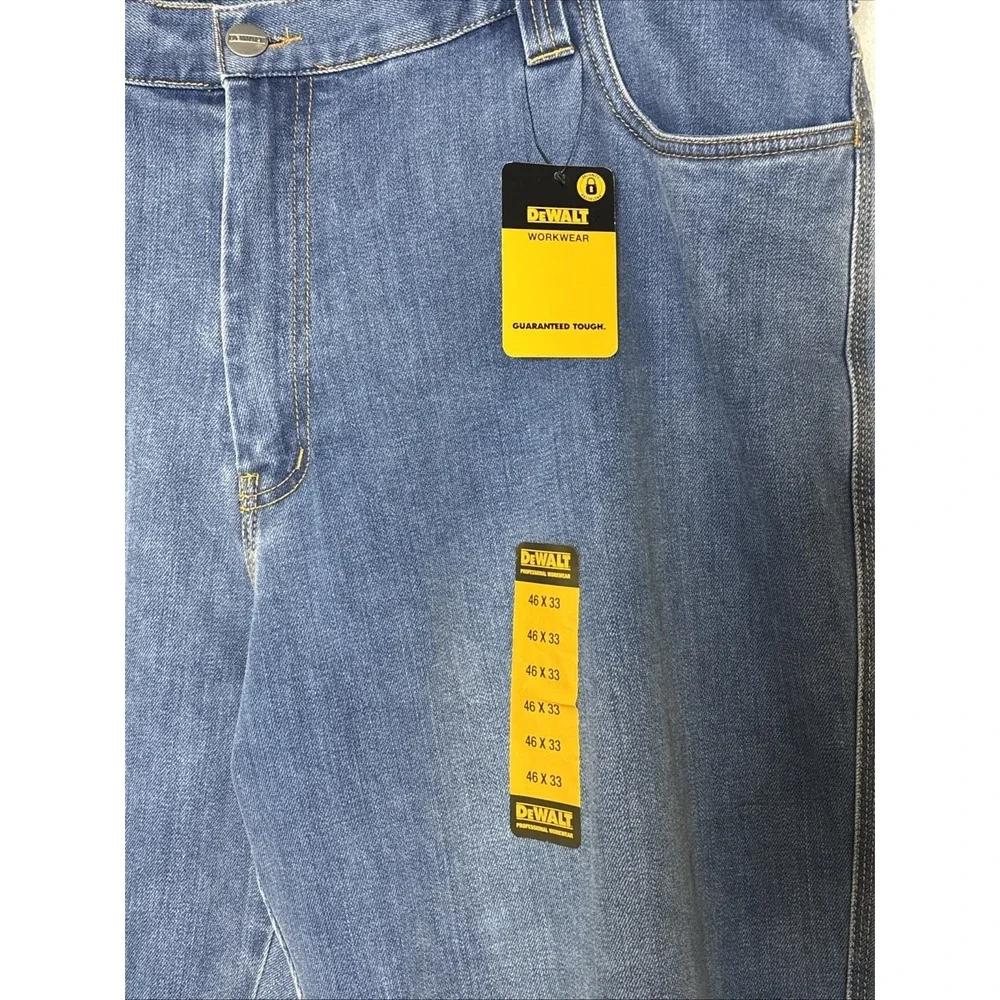 DeWalt Workwear Mens Straight Leg Blue Denim Work Jeans 46x33 NWT‎